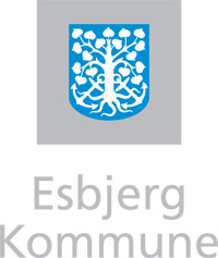 Esbjerg Kommune logo, 2 linjer under, 4 farver